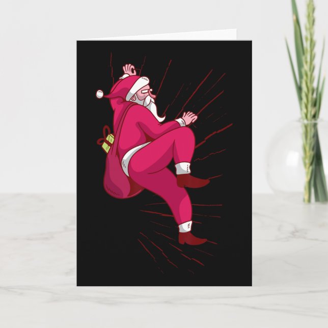 Santa Rock Climbing Christmas Gift  Card (Front)