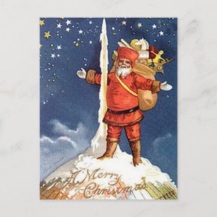 Santa Rocket Holiday Postcard