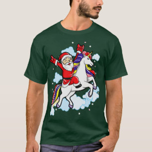 Santa Rocking Out Unicorn Christmas T-Shirt