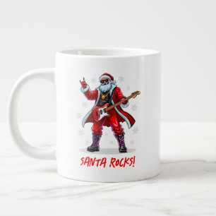 Santa Rocks! Funny Santa Claus playing guitar Large Coffee Mug