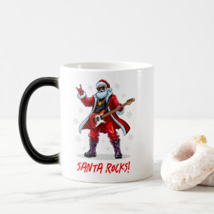 Santa Rocks! Funny Santa Claus playing guitar Magic Mug