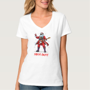 Santa Rocks! Funny Santa Claus playing guitar T-Shirt