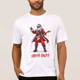 Santa Rocks! Funny Santa Claus playing guitar T-Shirt