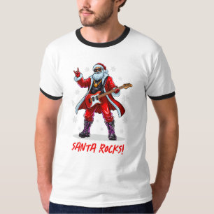 Santa Rocks! Funny Santa Claus playing guitar T-Shirt