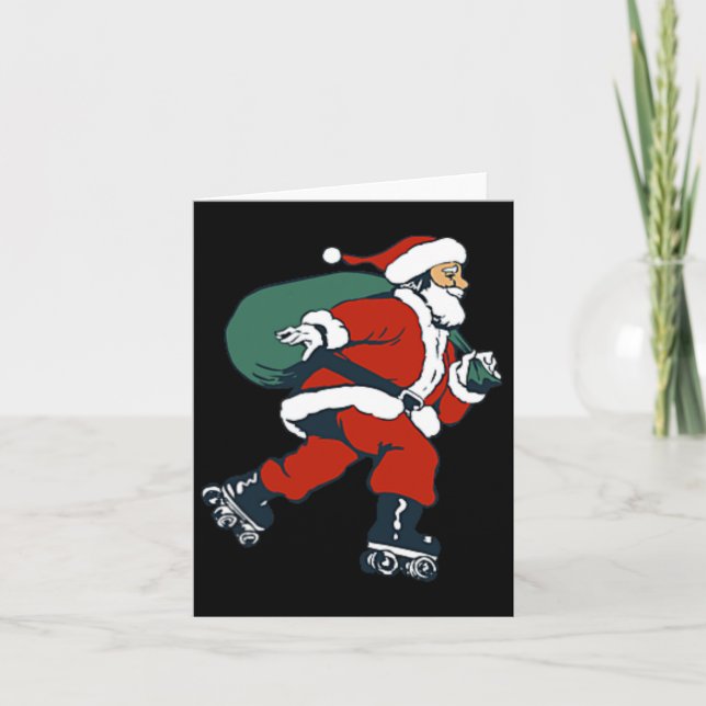 Santa Roller Skating Fun Christmas Skater Kids Boy Card (Front)