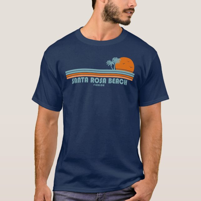 Santa Rosa Beach Florida Sun Palm Trees T-Shirt (Front)