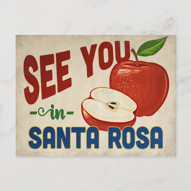 Santa Rosa California Apple - Vintage Travel Postcard (Front)