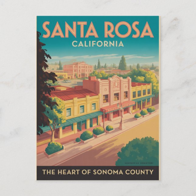 Santa Rosa California Holiday Postcard (Front)