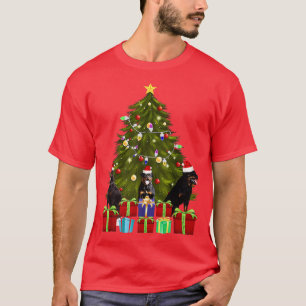 Santa Rottweiler Christmas Tree With Light Funny X T-Shirt