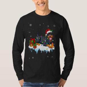 Santa Rottweiler Dog Christmas Tree Ornament Decor T-Shirt