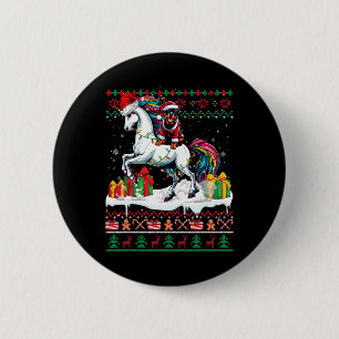 Santa Rottweiler Riding Unicorn Christmas Sweater  6 Cm Round Badge
