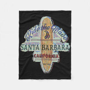 Santa Rra Surfing Distressed Vintage Retro Surfboa Fleece Blanket