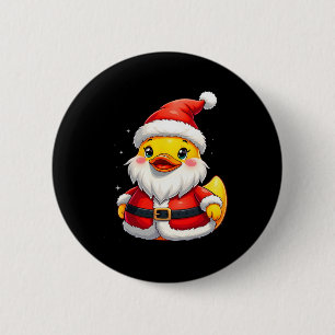 Santa Rubber Duck Cute Christmas Holiday 6 Cm Round Badge