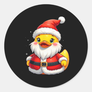 Santa Rubber Duck Cute Christmas Holiday  Classic Round Sticker
