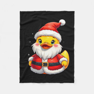 Santa Rubber Duck Cute Christmas Holiday Fleece Blanket