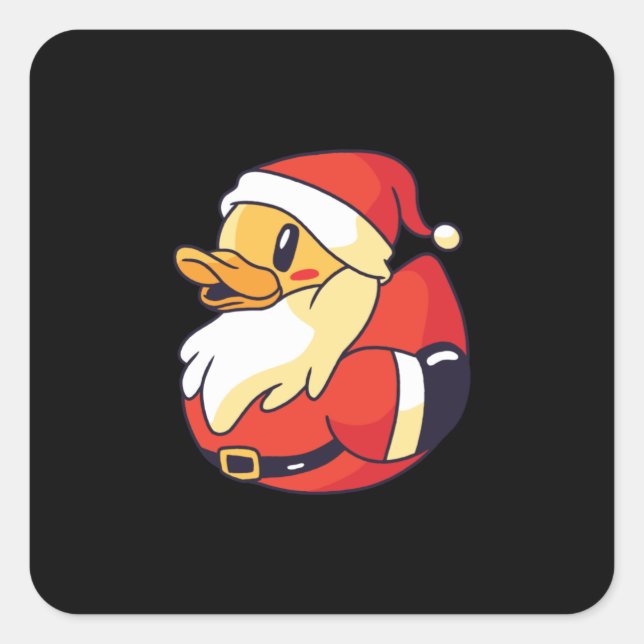 Santa rubber duck square sticker (Front)
