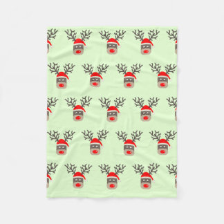 Santa Rudolf  Fleece Blanket