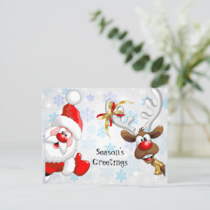 Santa & Rudolf Season's greetings Postcard
