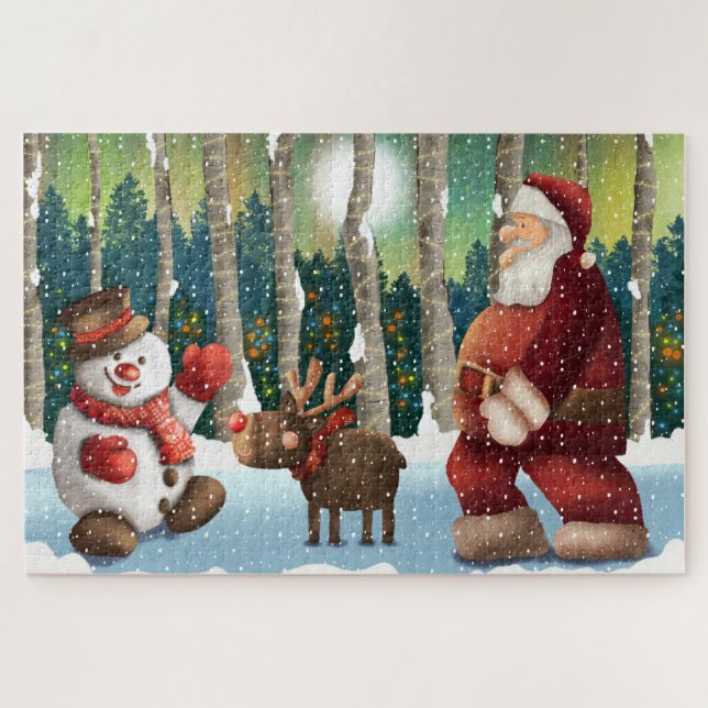 Santa Rudolph and Snowman  Jigsaw Puzzle (Horizontal)