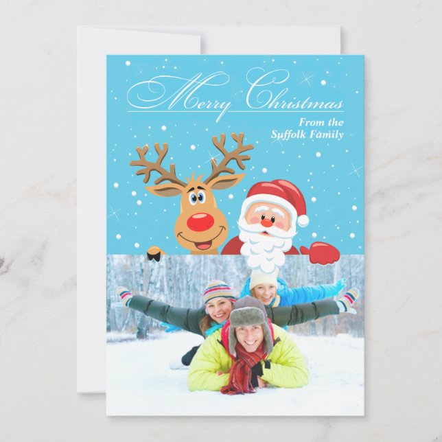 Santa & Rudolph Christmas Flat Card (Front)