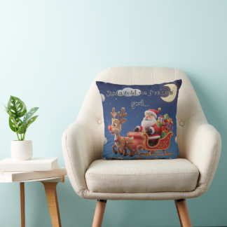 Santa Rudolph Flying Sleigh Christmas Cushion