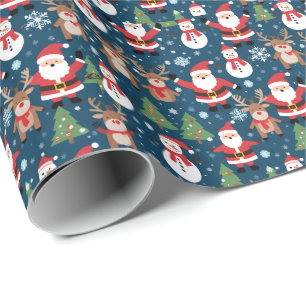Santa, Rudolph, Snowmen and Christmas Trees  Wrapping Paper