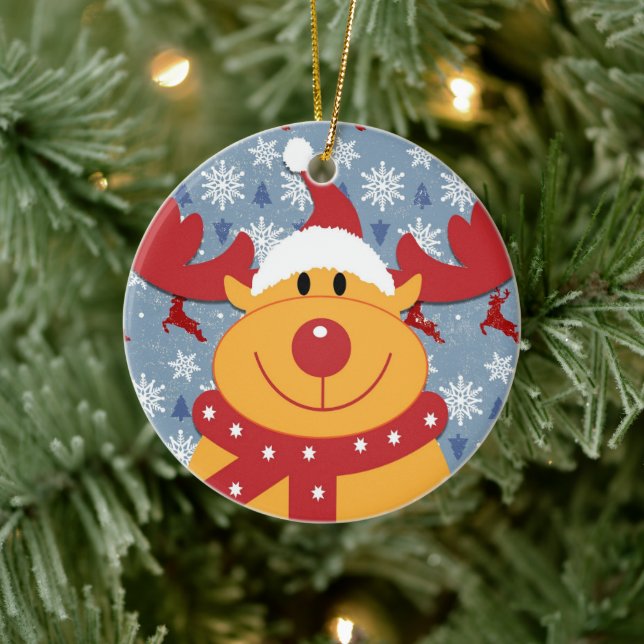 SANTA RUDOLPH XMAS CERAMIC TREE DECORATION (Tree)