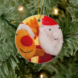 SANTA RUDOLPH XMAS CERAMIC TREE DECORATION