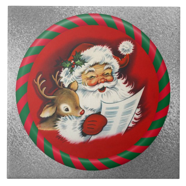 Santa & Rudy Vintage Tile (Front)