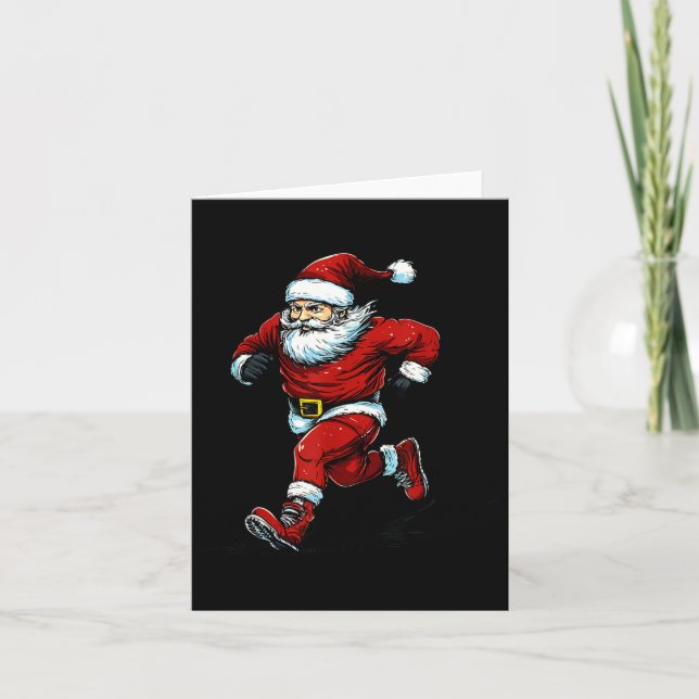 Santa Running Cross Country Xc Runner Christmas Xm Card (Front)