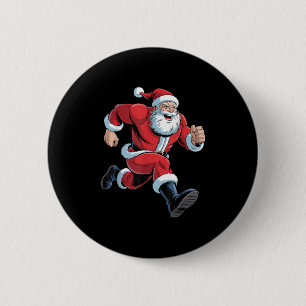 Santa Running Funny Christmas Cross Country Xc Run 6 Cm Round Badge