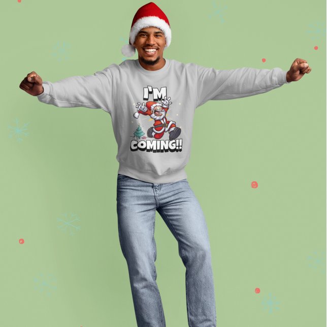 Santa Running Xmas Humour Holiday Funny Christmas Sweatshirt (Creator Uploaded)