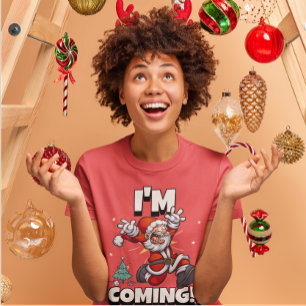 Santa Running Xmas Humour Holiday Funny Christmas T-Shirt