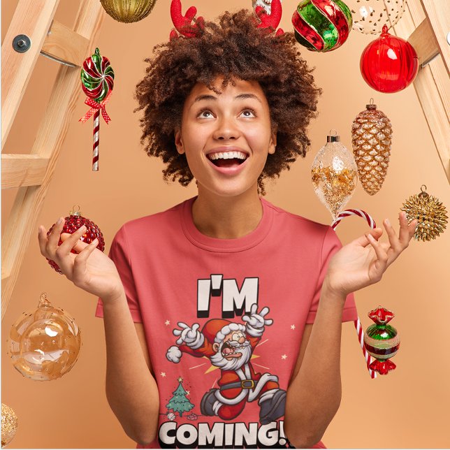 Santa Running Xmas Humour Holiday Funny Christmas T-Shirt (Creator Uploaded)