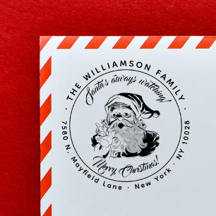 Santa´s Always Watching   Vintage Return Address  Rubber Stamp