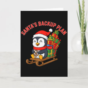 Santa’s Backup Plan Cute Penguin Christmas Design Card