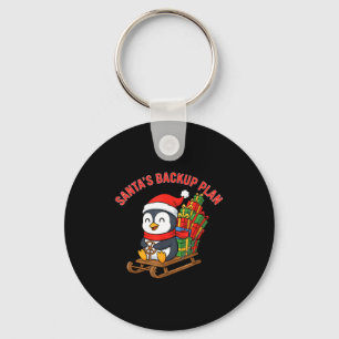 Santa’s Backup Plan Cute Penguin Christmas Design  Key Ring