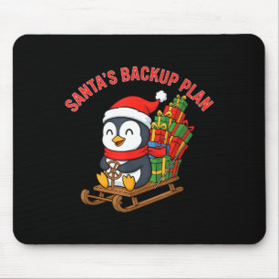 Santa’s Backup Plan Cute Penguin Christmas Design Mouse Pad
