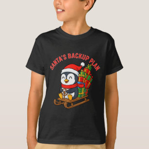Santa’s Backup Plan Cute Penguin Christmas Design  T-Shirt