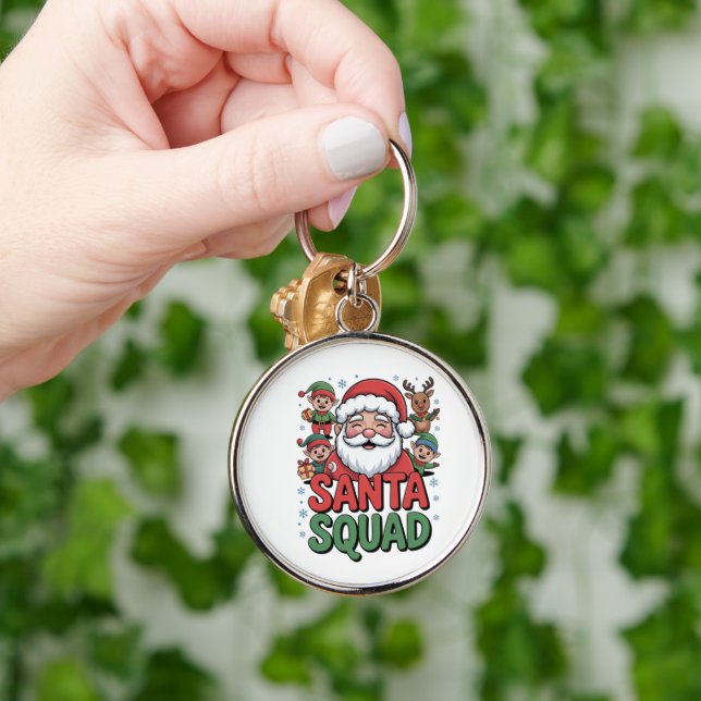 Santa’s Bad Influence (Funny Santa Squad) Key Ring (Hand)