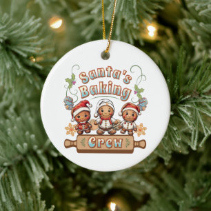 Santa’s Baking Crew Christmas Cookies Ceramic Tree Decoration