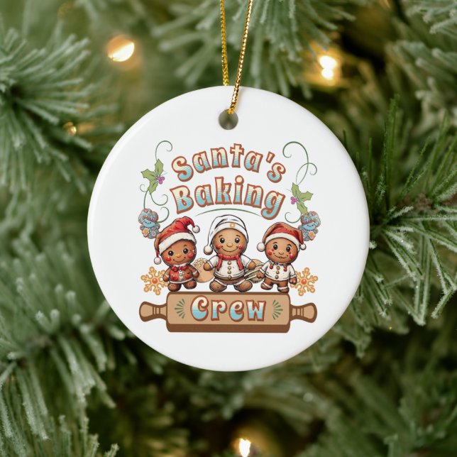 Santa’s Baking Crew Christmas Cookies Ceramic Tree Decoration (Tree)