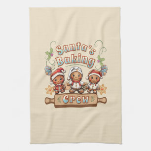 Santa’s Baking Crew Christmas Cookies Tea Towel