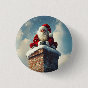 Santa’s Chimney Pause: A Winter’s Smile 3 Cm Round Badge