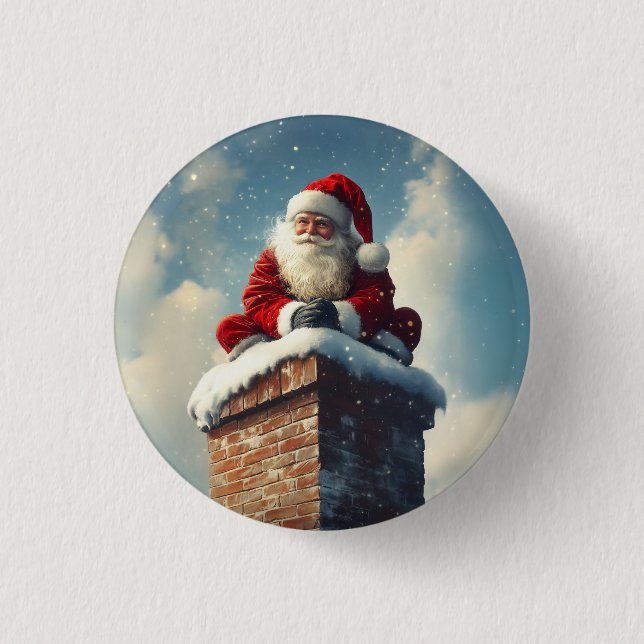 Santa’s Chimney Pause: A Winter’s Smile 3 Cm Round Badge (Front)