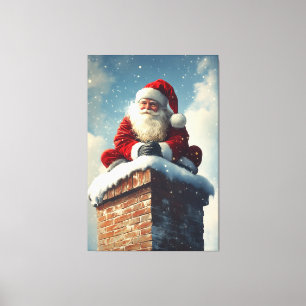 Santa’s Chimney Pause: A Winter’s Smile Canvas Print