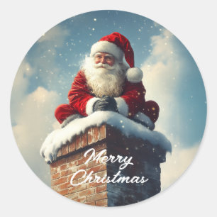 Santa’s Chimney Pause: A Winter’s Smile Classic Round Sticker