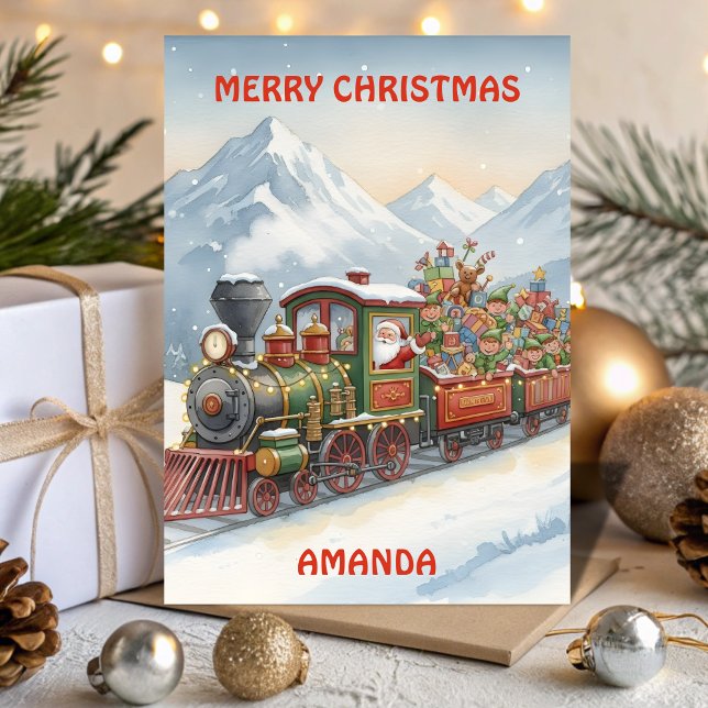 Santa’s Christmas Train Adventure Kids Card (Creator Uploaded)