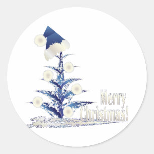 Santa s Christmas tree Classic Round Sticker