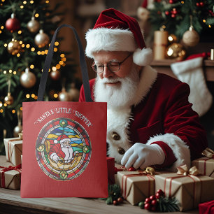 Santa’s Coming to Town Stained Glass Look Tote Bag